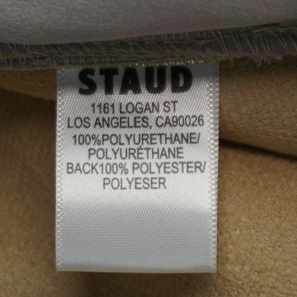 New Staud Oaklyn Faux Leather Midi Skirt in Silver Metallic size 12 - Picture 11 of 12